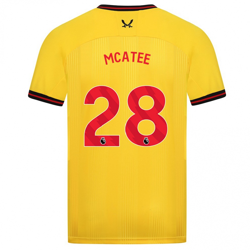 Women Football James Mcatee #28 Yellow Away Jersey 2023/24 T-Shirt