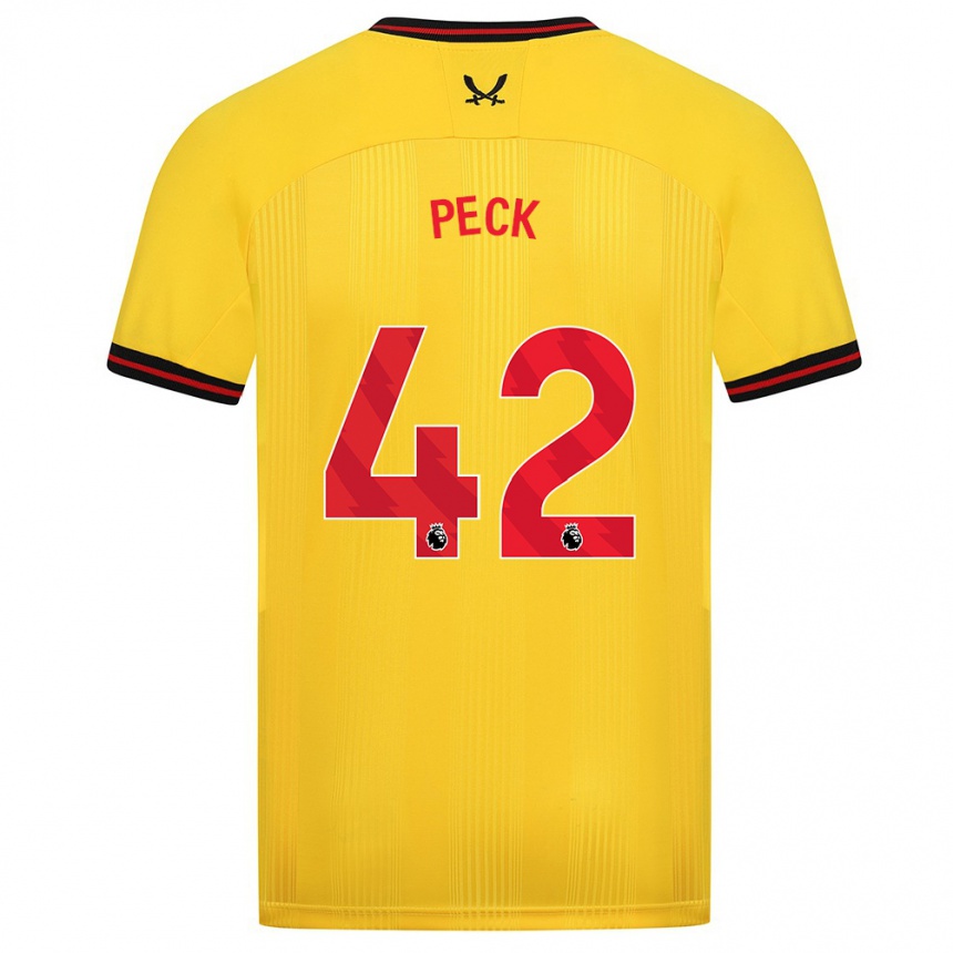 Women Football Sydie Peck #42 Yellow Away Jersey 2023/24 T-Shirt