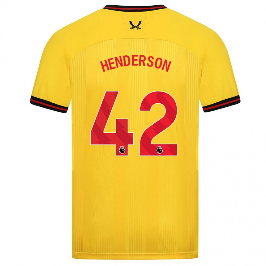 Women Football Peyton Henderson #42 Yellow Away Jersey 2023/24 T-Shirt