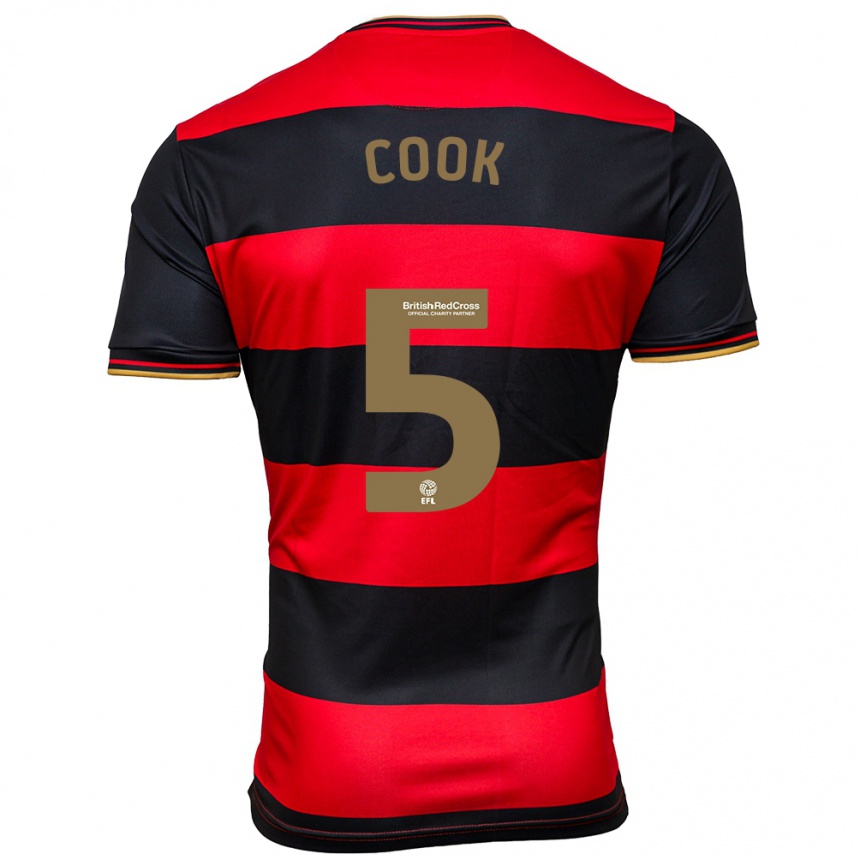 Women Football Steve Cook #5 Black Red Away Jersey 2023/24 T-Shirt