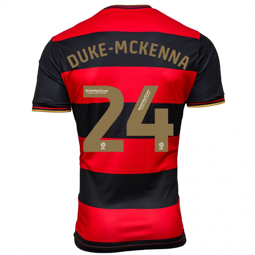 Women Football Stephen Duke-Mckenna #24 Black Red Away Jersey 2023/24 T-Shirt