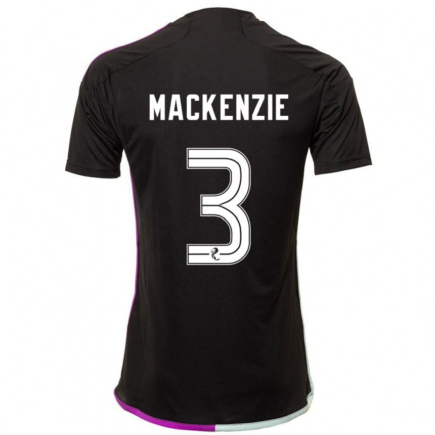 Women Football Jack Mackenzie #3 Black Away Jersey 2023/24 T-Shirt