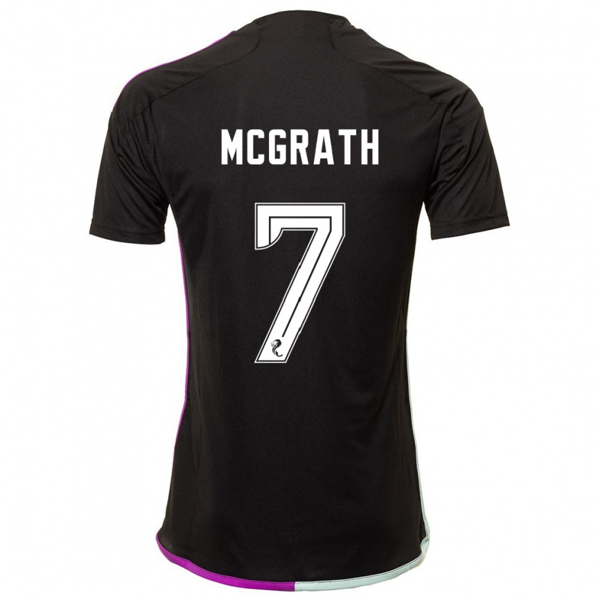 Women Football Jamie Mcgrath #7 Black Away Jersey 2023/24 T-Shirt