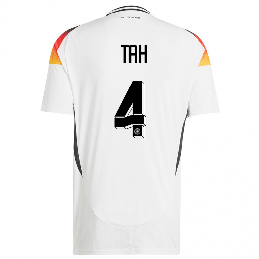 Kids Football Germany Jonathan Tah #4 White Home Jersey 24-26 T-Shirt