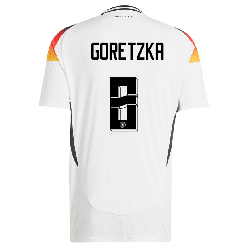 Kids Football Germany Leon Goretzka #8 White Home Jersey 24-26 T-Shirt
