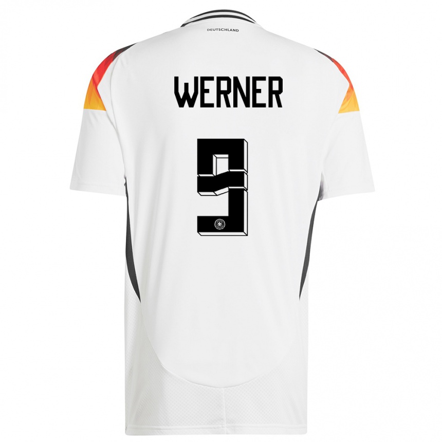 Kids Football Germany Timo Werner #9 White Home Jersey 24-26 T-Shirt