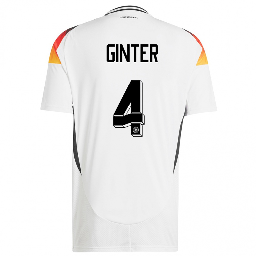 Kids Football Germany Matthias Ginter #4 White Home Jersey 24-26 T-Shirt