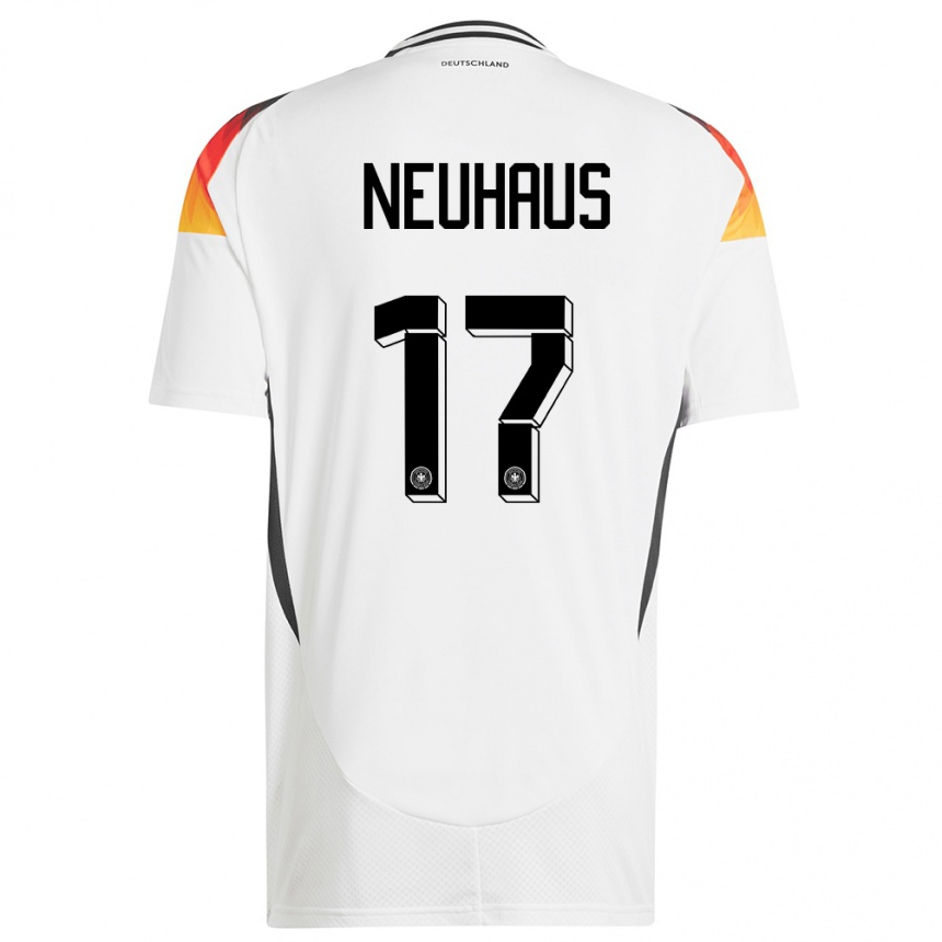 Kids Football Germany Florian Neuhaus #17 White Home Jersey 24-26 T-Shirt