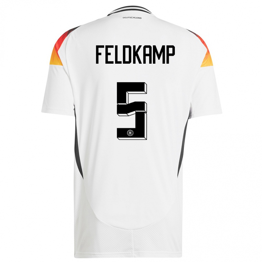 Kids Football Germany Jana Feldkamp #5 White Home Jersey 24-26 T-Shirt