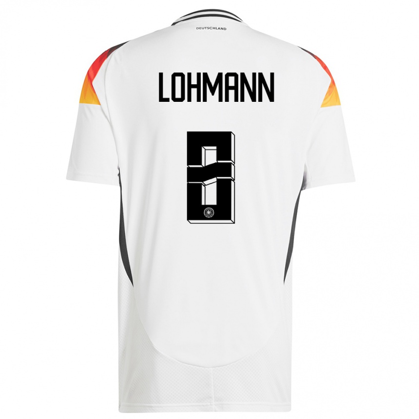 Kids Football Germany Sydney Lohmann #8 White Home Jersey 24-26 T-Shirt