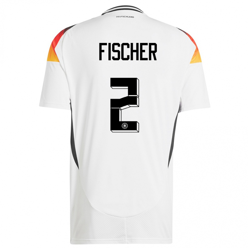 Kids Football Germany Kilian Fischer #2 White Home Jersey 24-26 T-Shirt