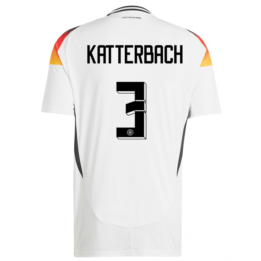 Kids Football Germany Noah Katterbach #3 White Home Jersey 24-26 T-Shirt