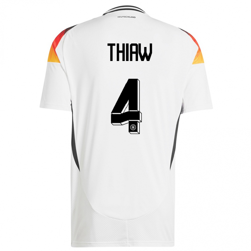 Kids Football Germany Malick Thiaw #4 White Home Jersey 24-26 T-Shirt