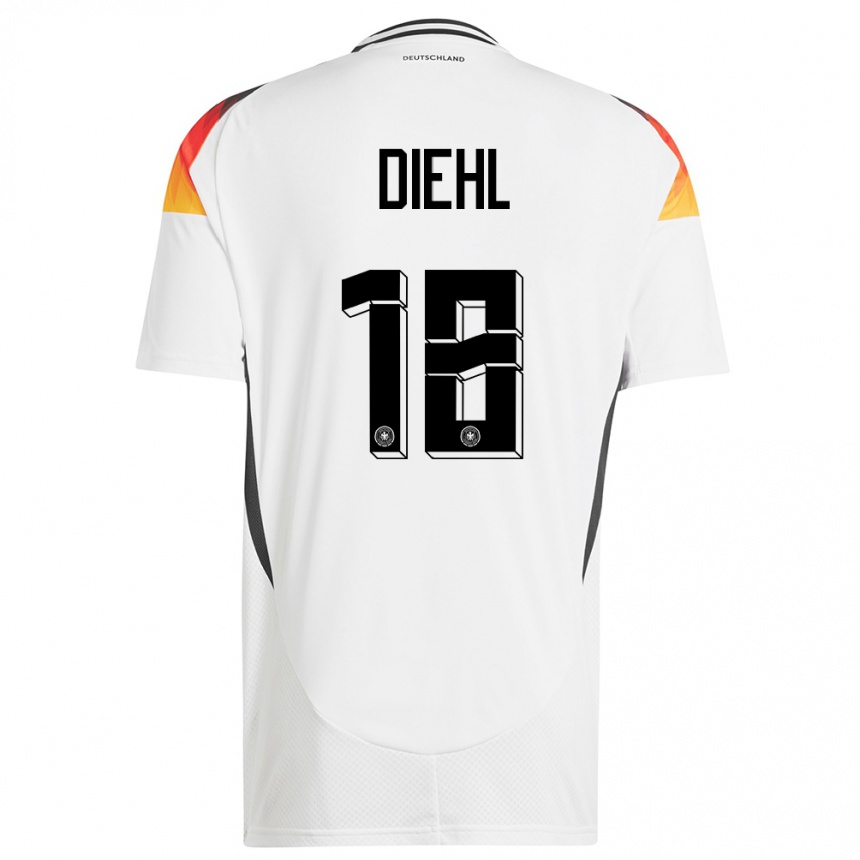 Kids Football Germany Justin Diehl #18 White Home Jersey 24-26 T-Shirt