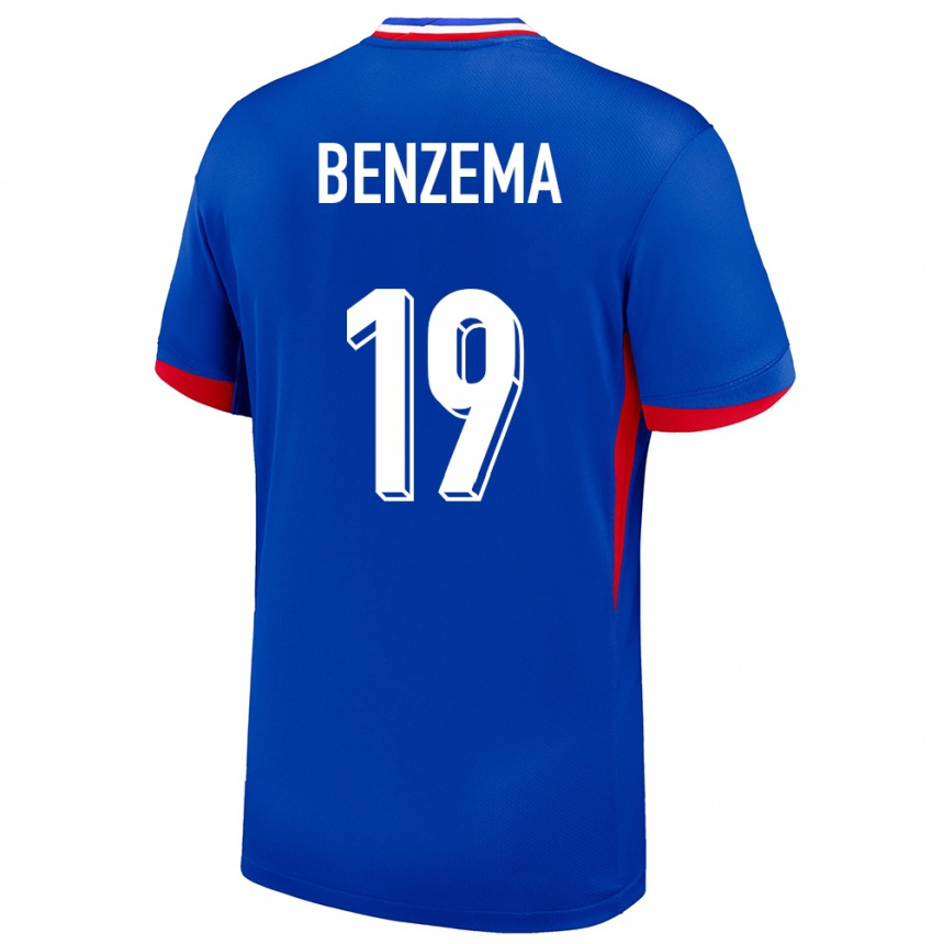 Kids Football France Karim Benzema #19 Blue Home Jersey 24-26 T-Shirt