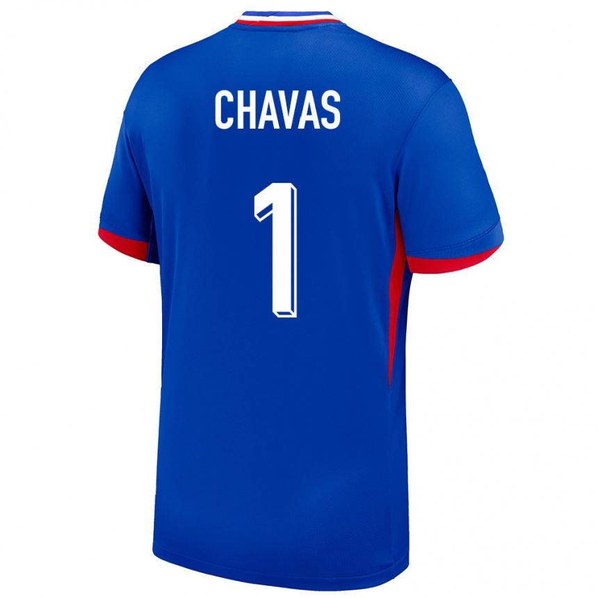 Kids Football France Mylene Chavas #1 Blue Home Jersey 24-26 T-Shirt