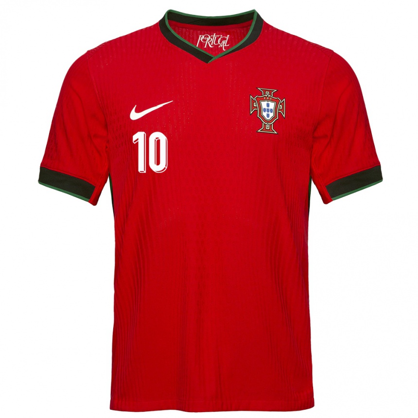 Kids Football Portugal Bernardo Silva #10 Red Home Jersey 24-26 T-Shirt