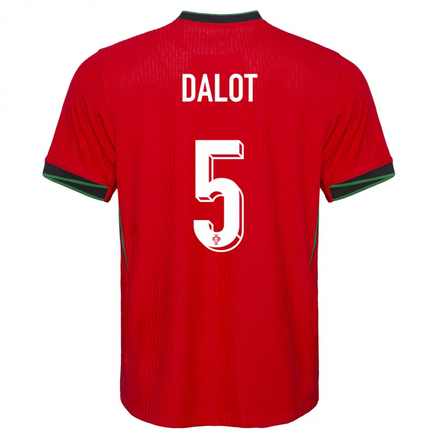 Kids Football Portugal Diogo Dalot #5 Red Home Jersey 24-26 T-Shirt