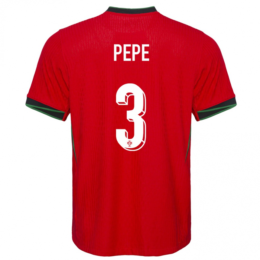 Kids Football Portugal Pepe #3 Red Home Jersey 24-26 T-Shirt