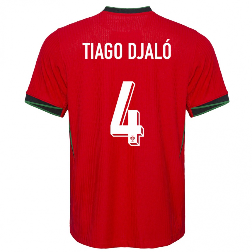 Kids Football Portugal Tiago Djalo #4 Red Home Jersey 24-26 T-Shirt