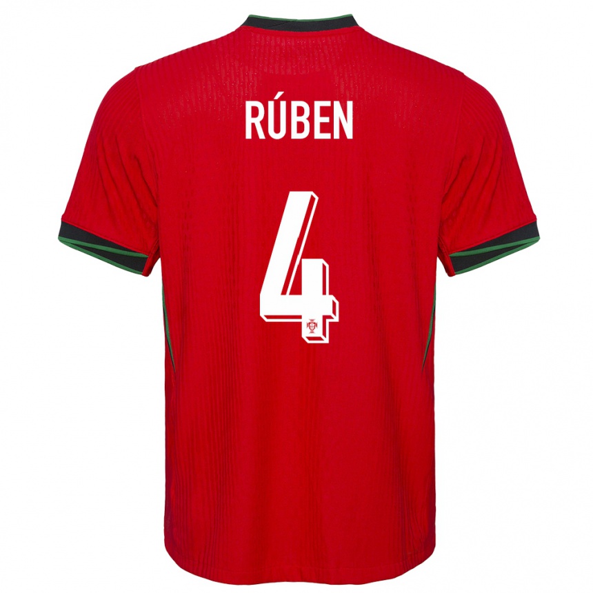 Kids Football Portugal Ruben Dias #4 Red Home Jersey 24-26 T-Shirt