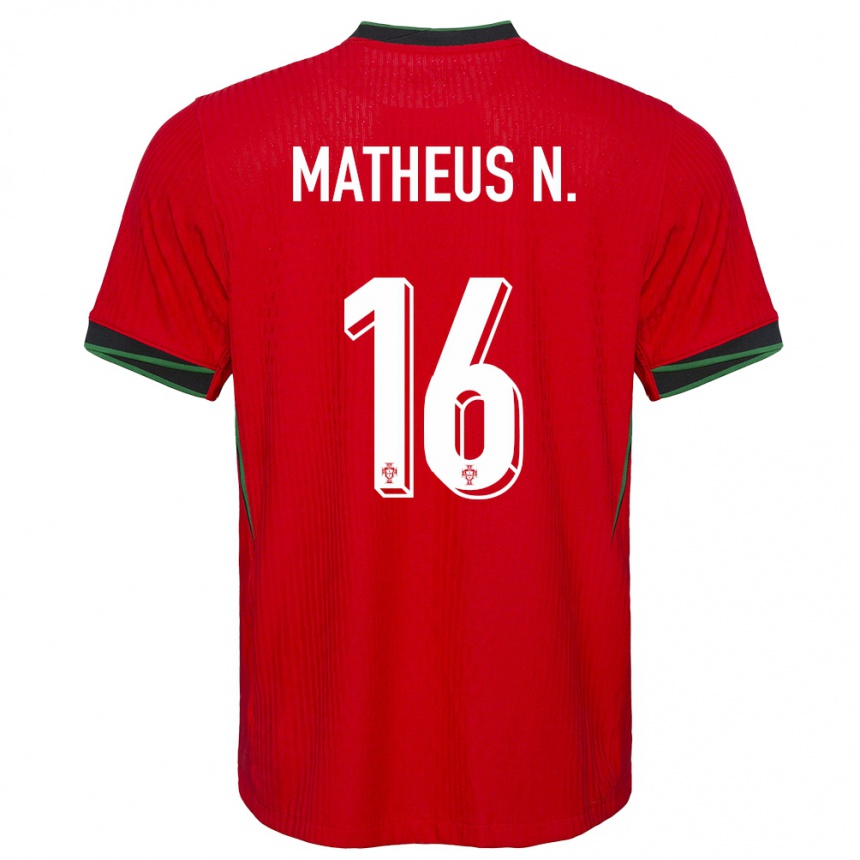 Kids Football Portugal Matheus Nunes #16 Red Home Jersey 24-26 T-Shirt