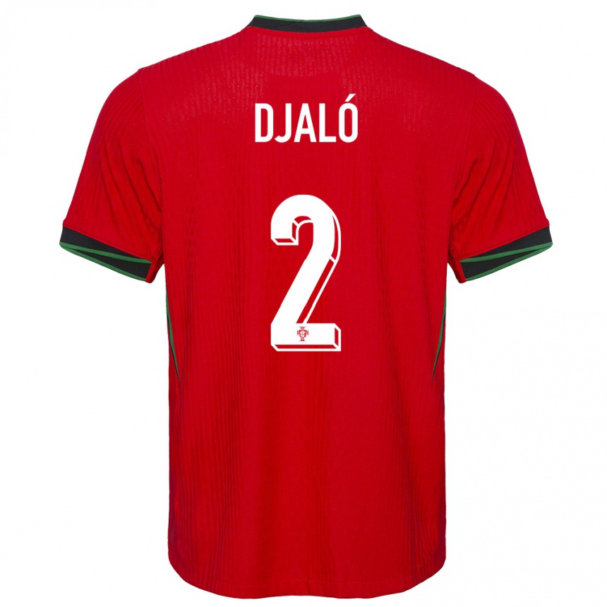 Kids Football Portugal Tiago Djalo #2 Red Home Jersey 24-26 T-Shirt