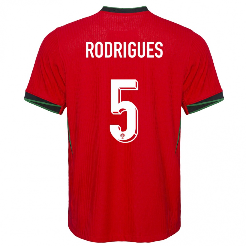 Kids Football Portugal Rafael Rodrigues #5 Red Home Jersey 24-26 T-Shirt