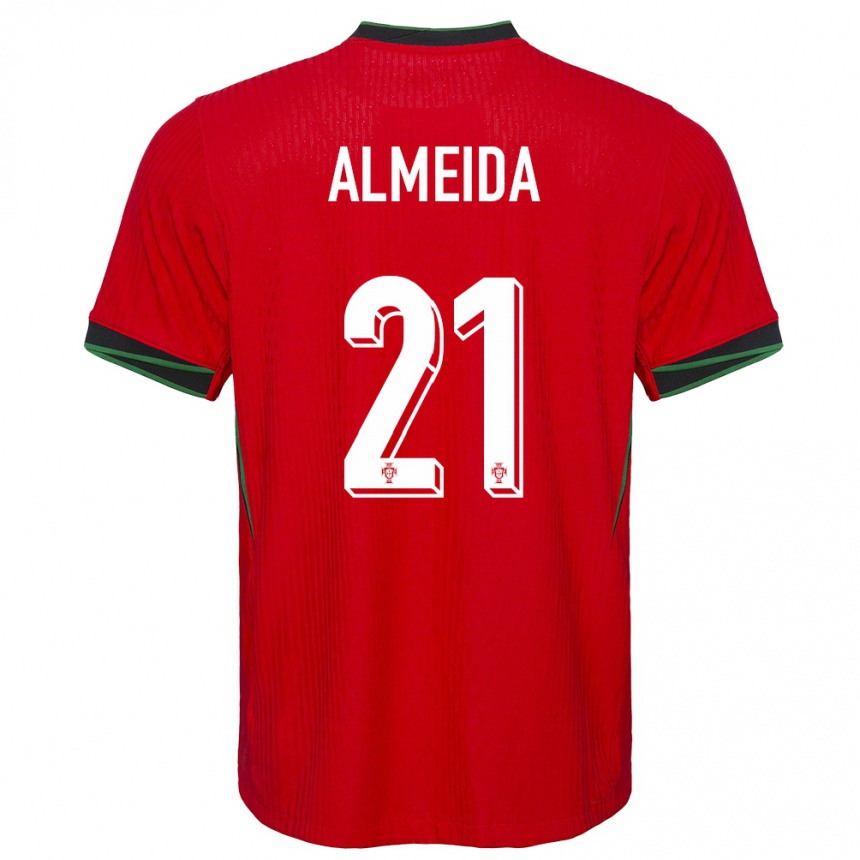 Kids Football Portugal Andre Almeida #21 Red Home Jersey 24-26 T-Shirt