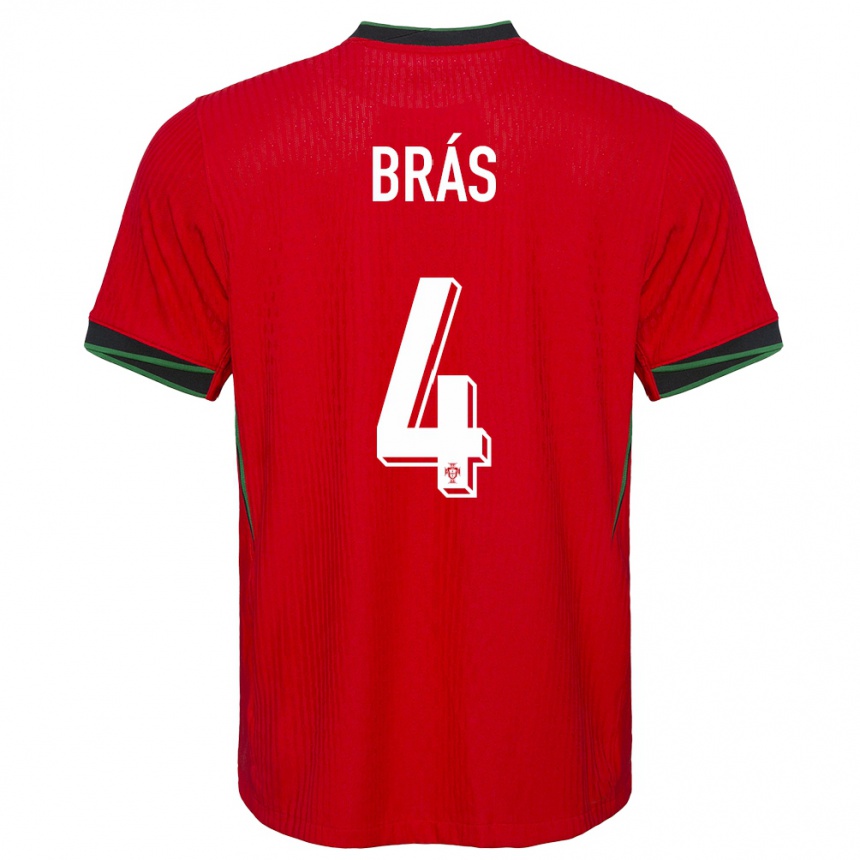 Kids Football Portugal Gabi Bras #4 Red Home Jersey 24-26 T-Shirt