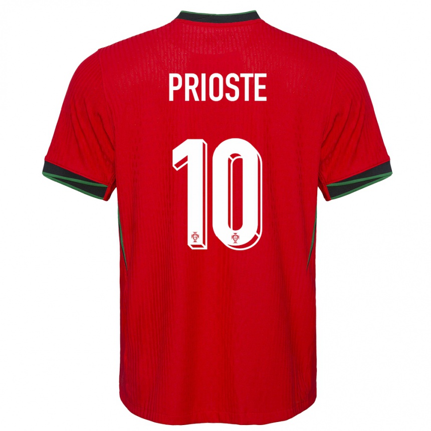 Kids Football Portugal Diogo Prioste #10 Red Home Jersey 24-26 T-Shirt