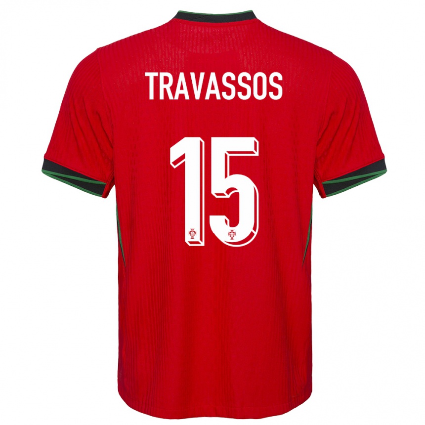 Kids Football Portugal Diogo Travassos #15 Red Home Jersey 24-26 T-Shirt