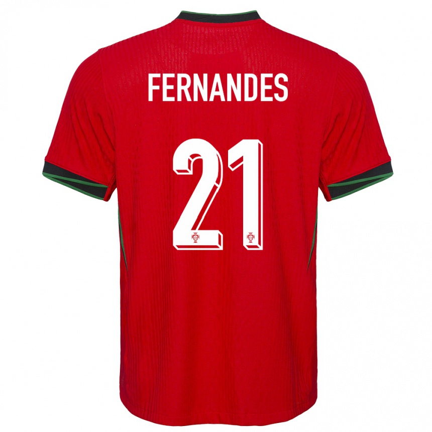 Kids Football Portugal Mateus Fernandes #21 Red Home Jersey 24-26 T-Shirt