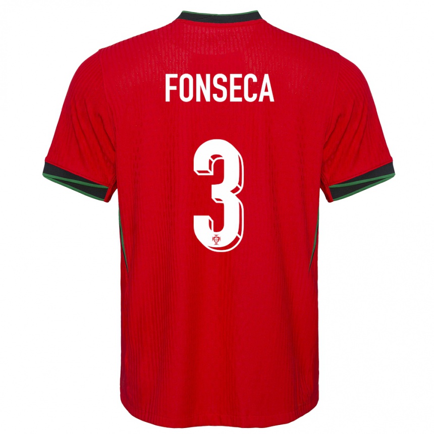 Kids Football Portugal Joao Fonseca #3 Red Home Jersey 24-26 T-Shirt