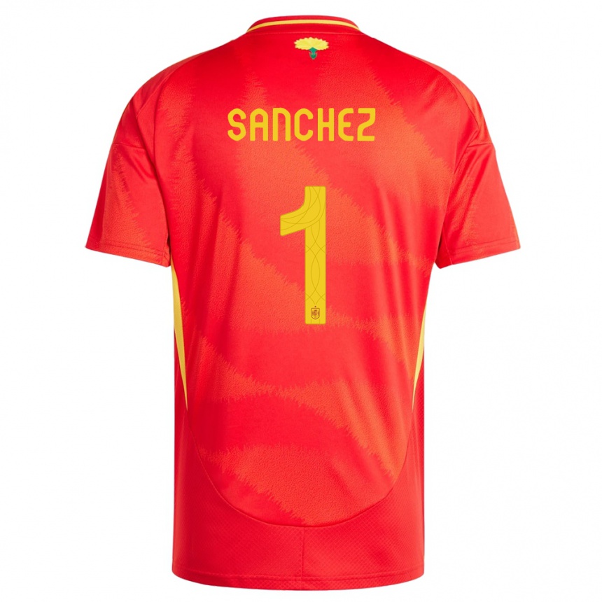 Kids Football Spain Robert Sanchez #1 Red Home Jersey 24-26 T-Shirt