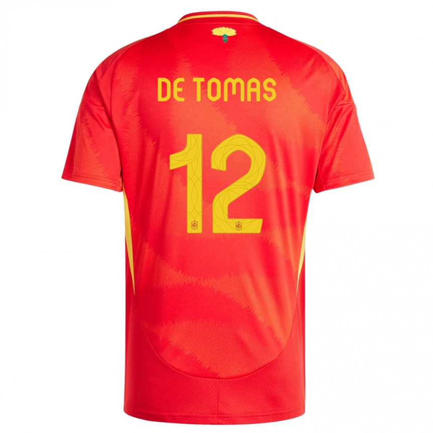 Kids Football Spain Raul De Tomas #12 Red Home Jersey 24-26 T-Shirt