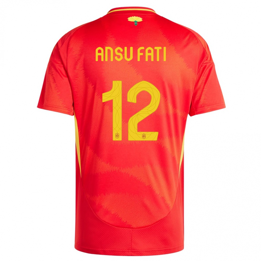 Kids Football Spain Ansu Fati #12 Red Home Jersey 24-26 T-Shirt