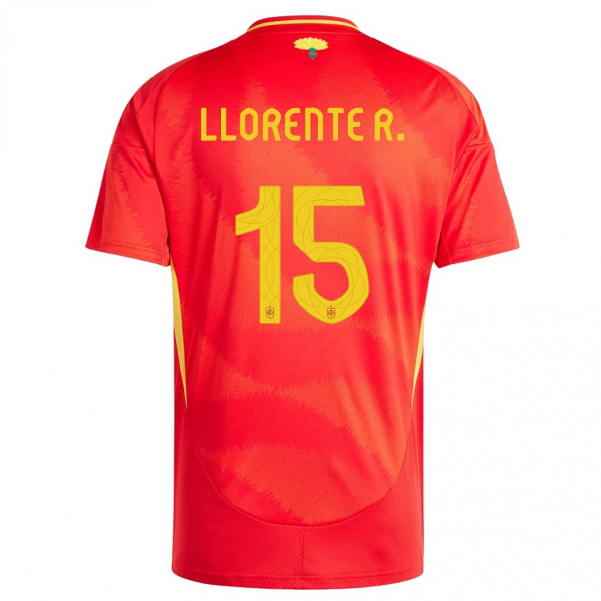 Kids Football Spain Diego Llorente #15 Red Home Jersey 24-26 T-Shirt