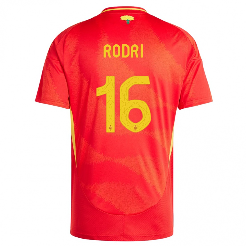 Kids Football Spain Rodri #16 Red Home Jersey 24-26 T-Shirt