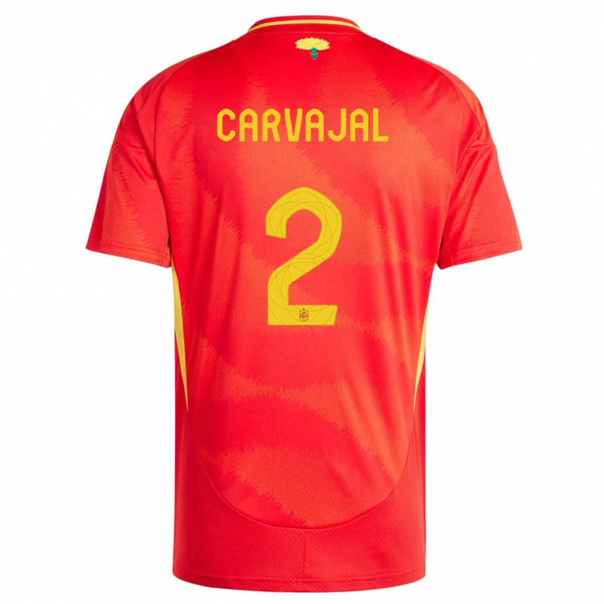 Kids Football Spain Daniel Carvajal #2 Red Home Jersey 24-26 T-Shirt