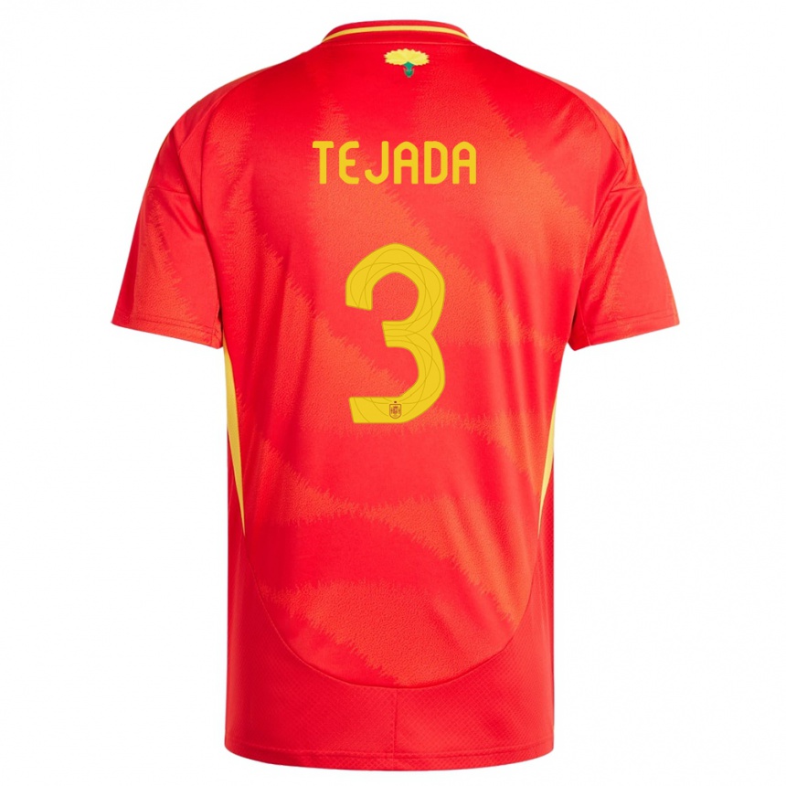 Kids Football Spain Ana Tejada #3 Red Home Jersey 24-26 T-Shirt