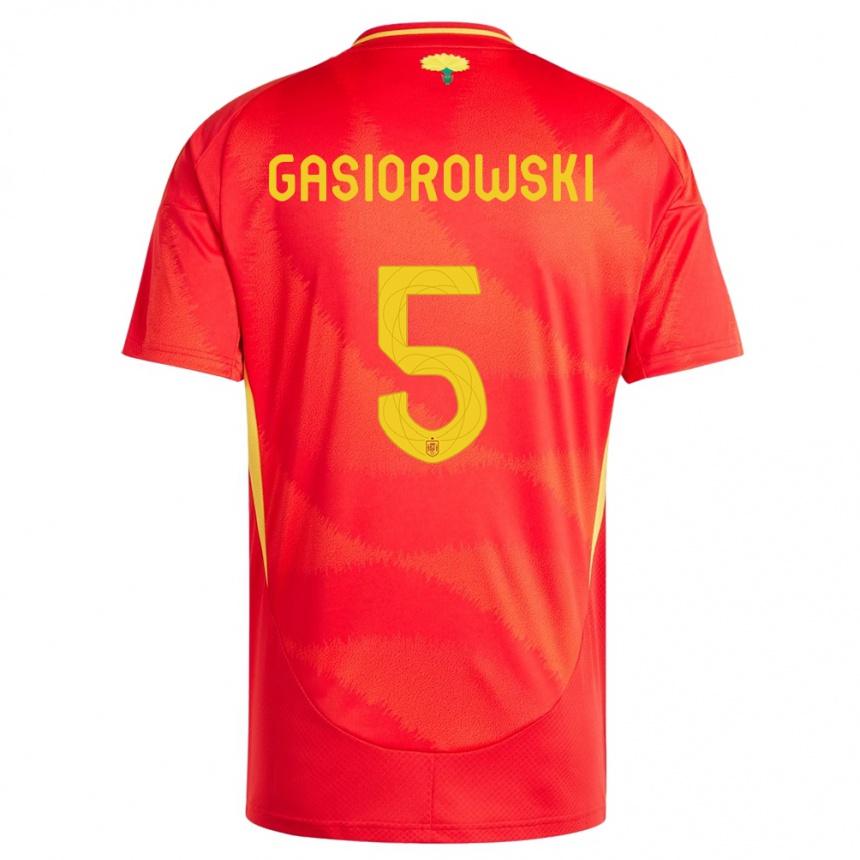 Kids Football Spain Yarek Gasiorowski #5 Red Home Jersey 24-26 T-Shirt