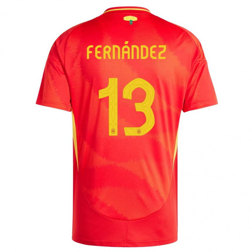 Kids Football Spain Cesar Fernandez #13 Red Home Jersey 24-26 T-Shirt