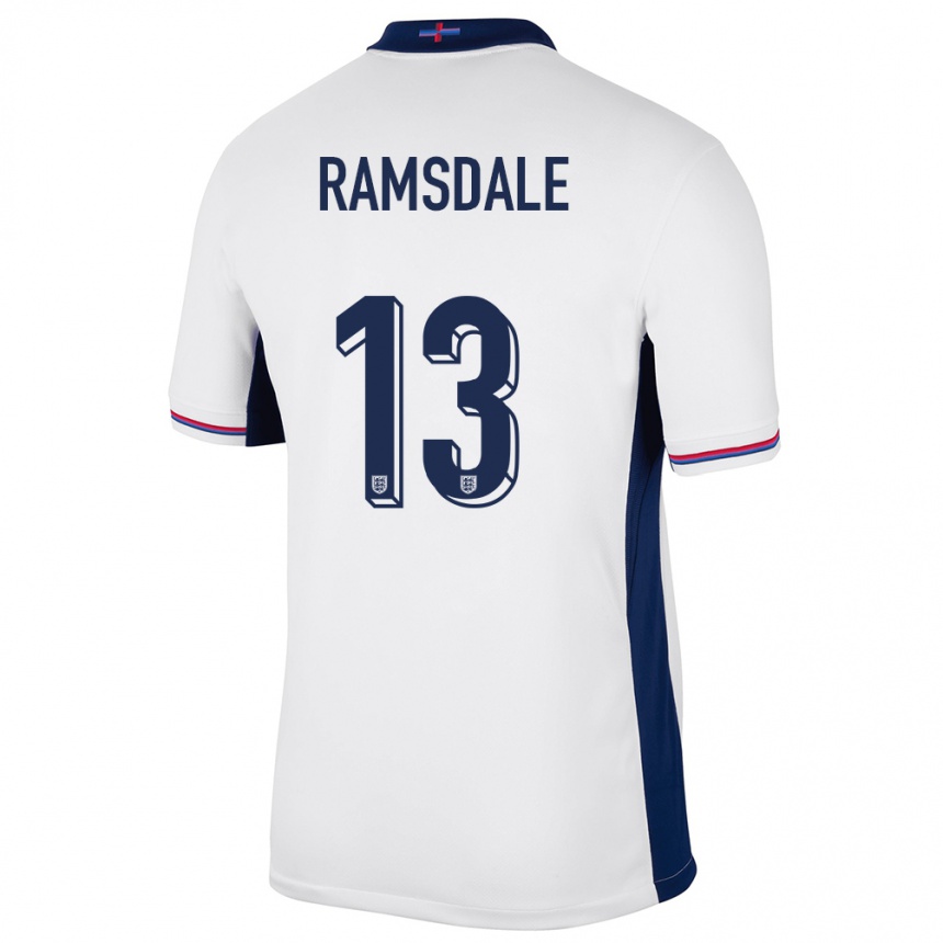 Kids Football England Aaron Ramsdale #13 White Home Jersey 24-26 T-Shirt