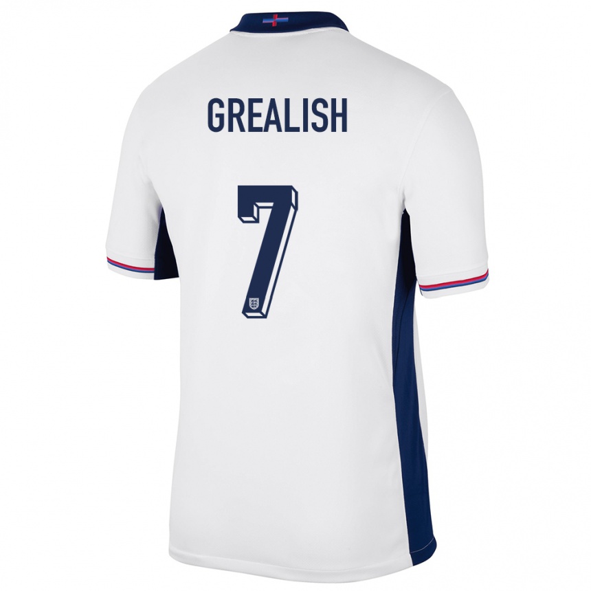 Kids Football England Jack Grealish #7 White Home Jersey 24-26 T-Shirt