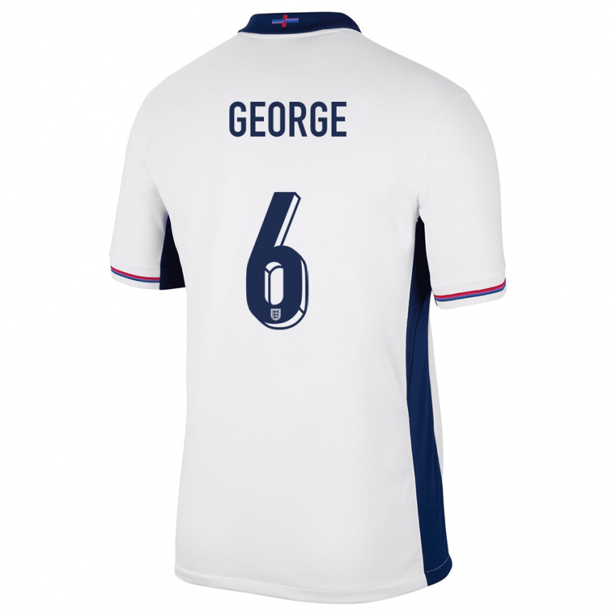 Kids Football England Gabby George #6 White Home Jersey 24-26 T-Shirt