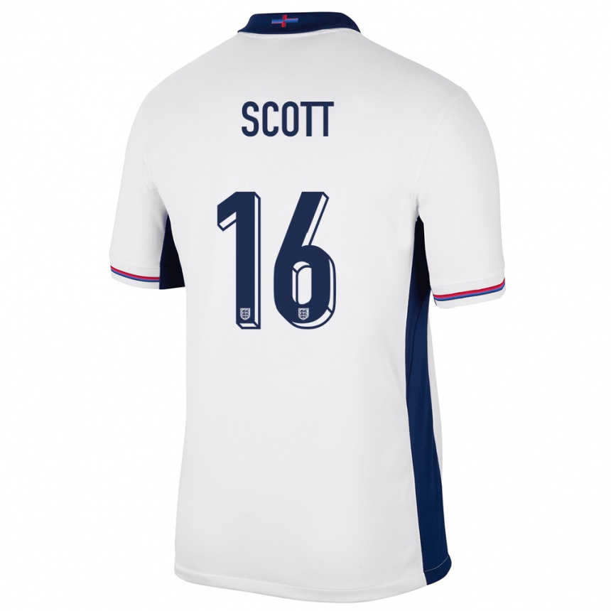 Kids Football England Jill Scott #16 White Home Jersey 24-26 T-Shirt