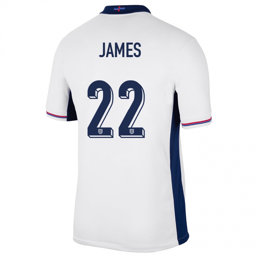 Kids Football England Lauren James #22 White Home Jersey 24-26 T-Shirt