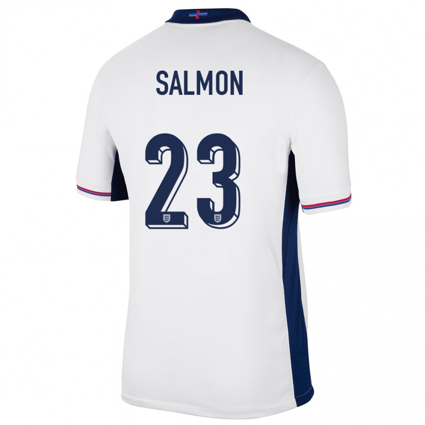 Kids Football England Ebony Salmon #23 White Home Jersey 24-26 T-Shirt