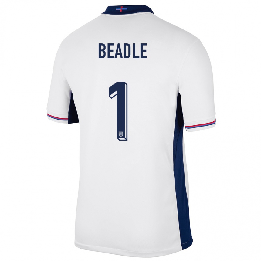 Kids Football England James Beadle #1 White Home Jersey 24-26 T-Shirt